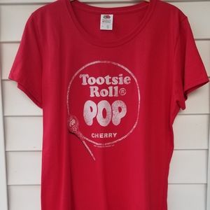 Tootsie Pop Cherry Wrapper Logo T-shirt Red Size Large
